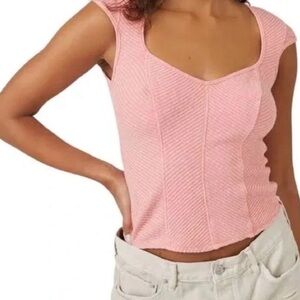 We The Free Boss Babe Corset Tank in Strawberry Colada NWT